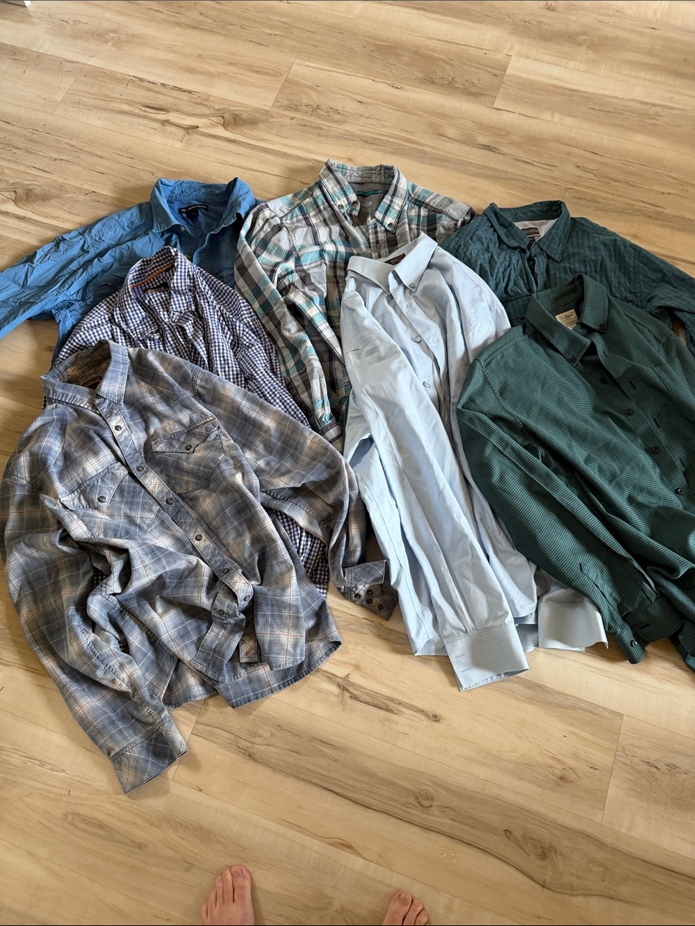 Patagonia Men's Button-Down Shirts - Blue, Green & Gray Mix